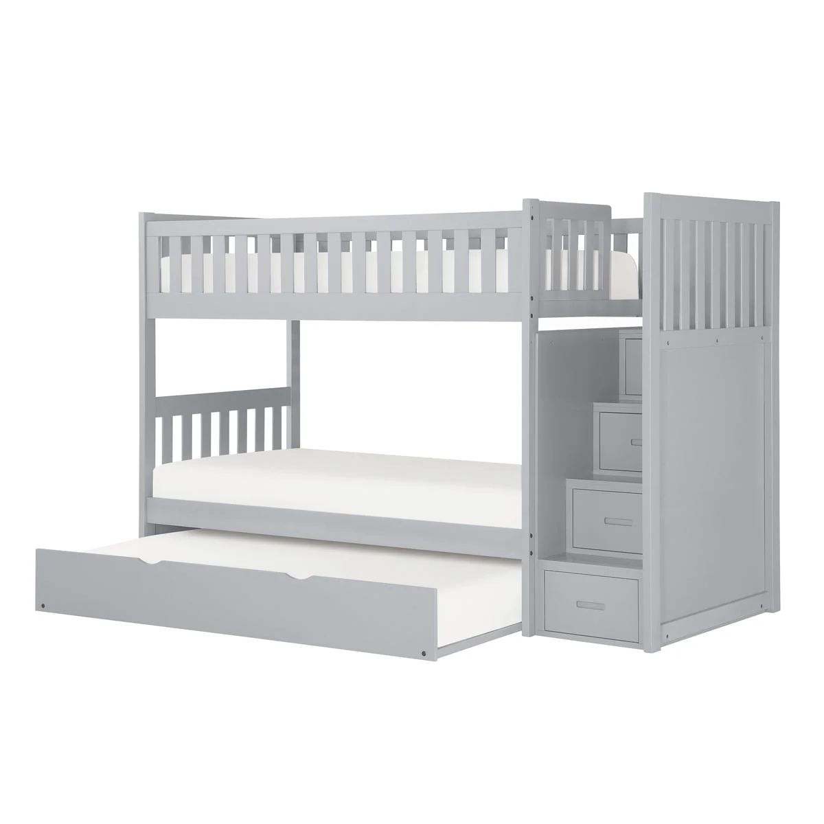 Transitional Twin Over Twin Step Bunk Bed with Twin Trundle