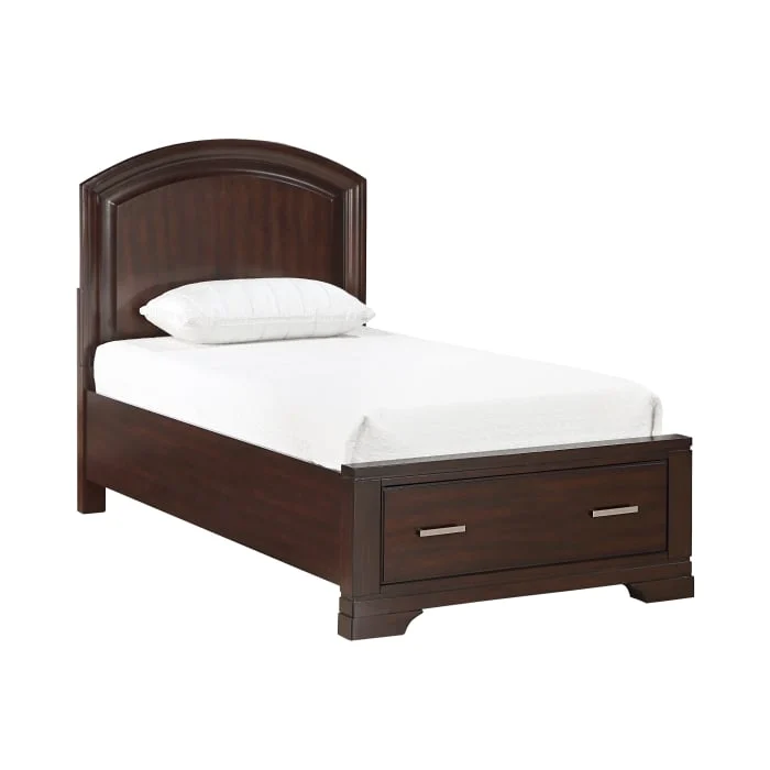 Transitional Twin Platform Bed with Footboard Storage