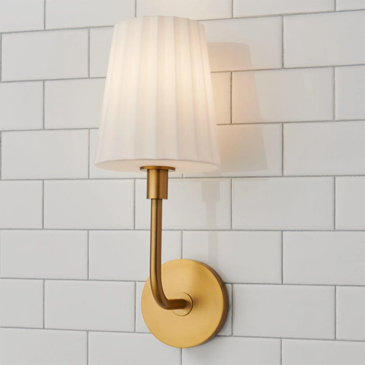 Trysania Bath Sconce - Pleated Opal Shade