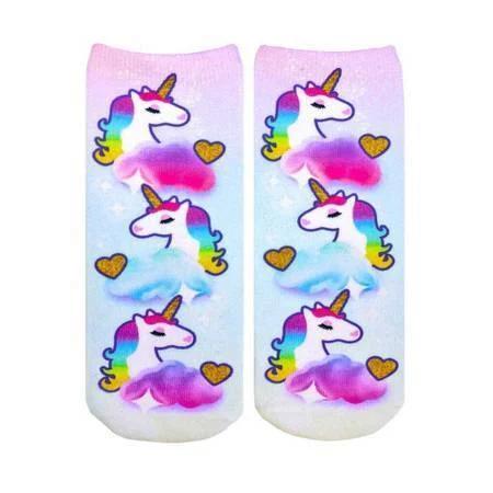 Unicorn PrintPink Footie Socks for Girls