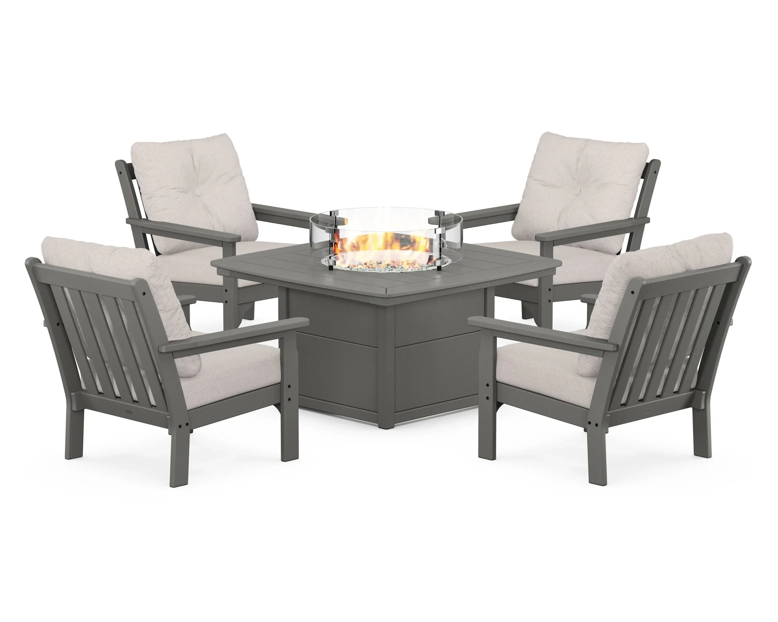 Vineyard 5-Piece Conversation Set with Fire Pit Table