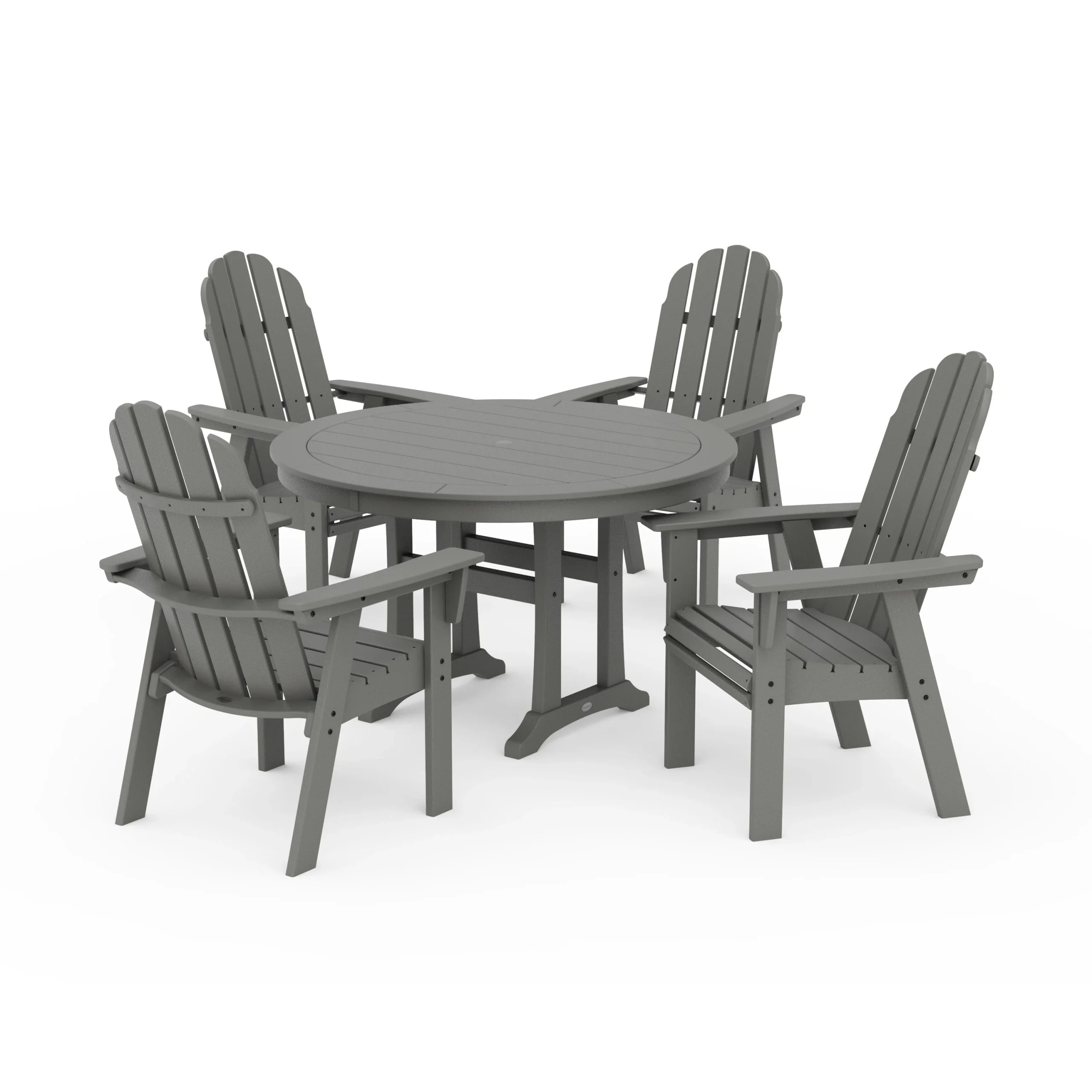 Vineyard Curveback Adirondack 5-Piece Nautical Trestle Dining Set