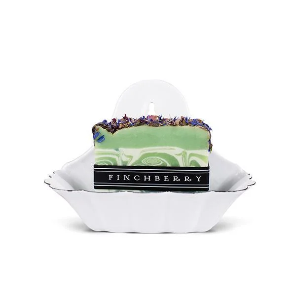 Vintage Country Chic:Scalloped White Metal Soap Dish