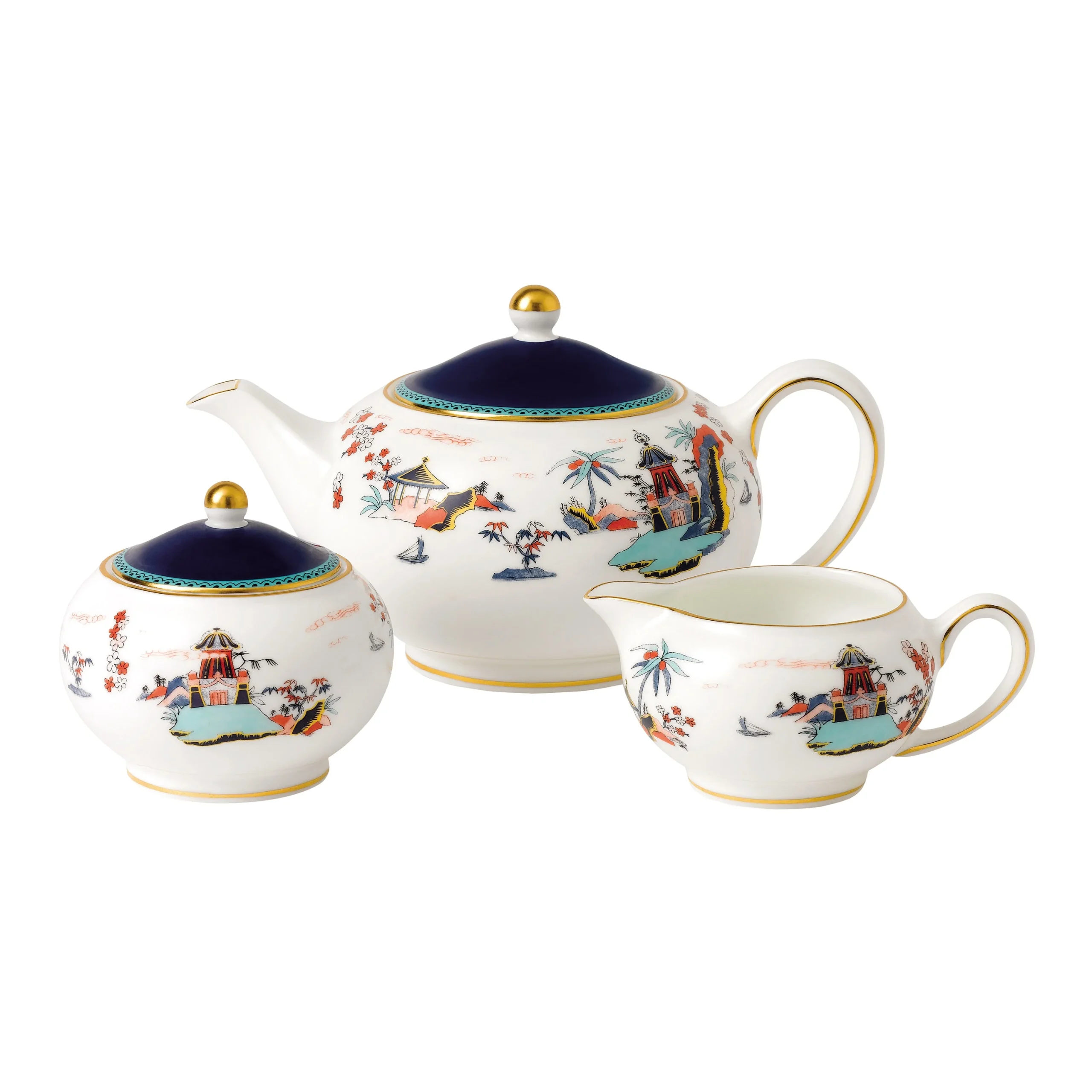 WedgwoodWonderlust Blue Pagoda 3-Piece Tea Set
