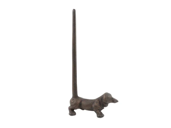 Weiner Dog Paper Towel Holder 12" Rustic Copper Cast Iron