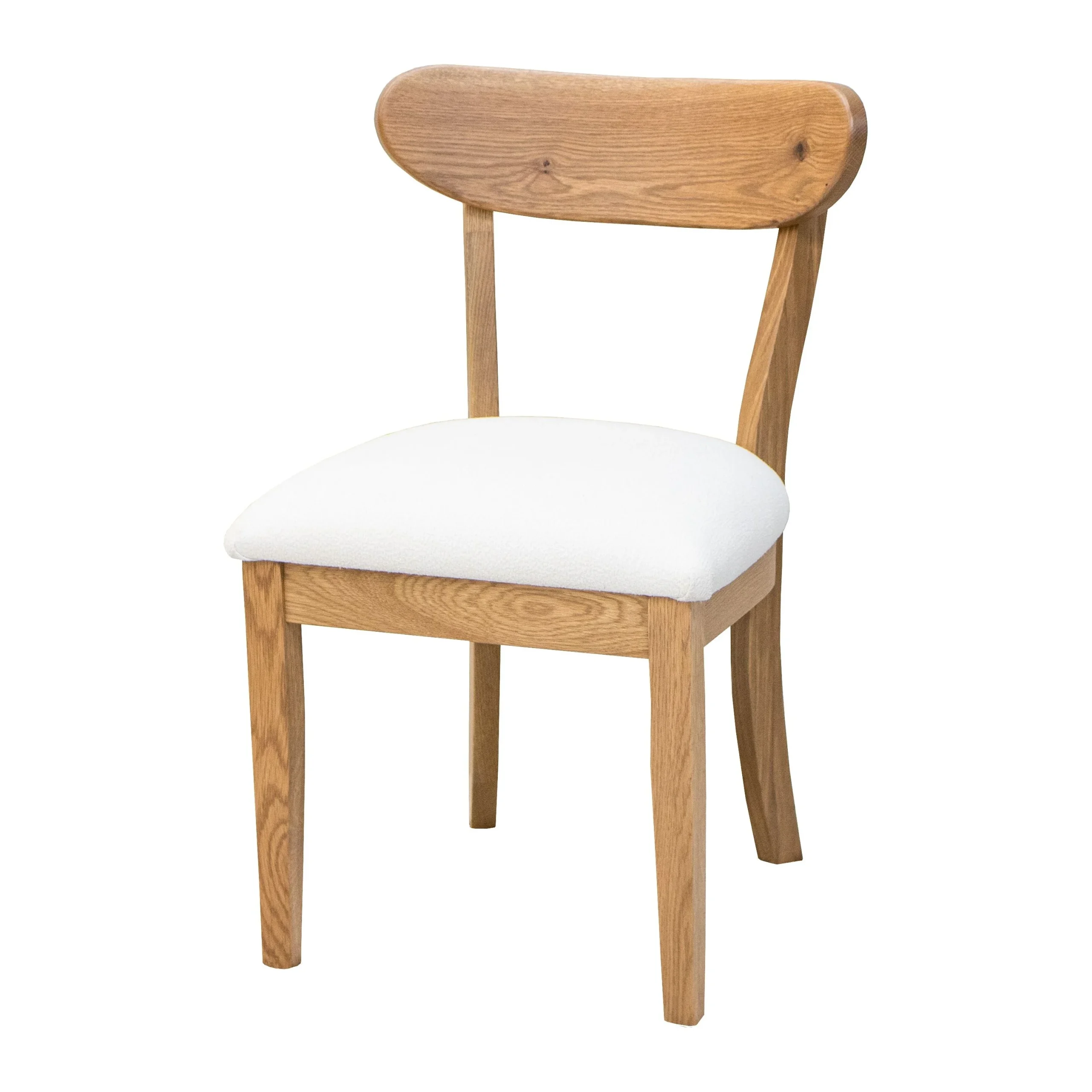 Windsor Rustic White Oak Wood Mid Century Side Dining Chair with Fabric Seat | DS