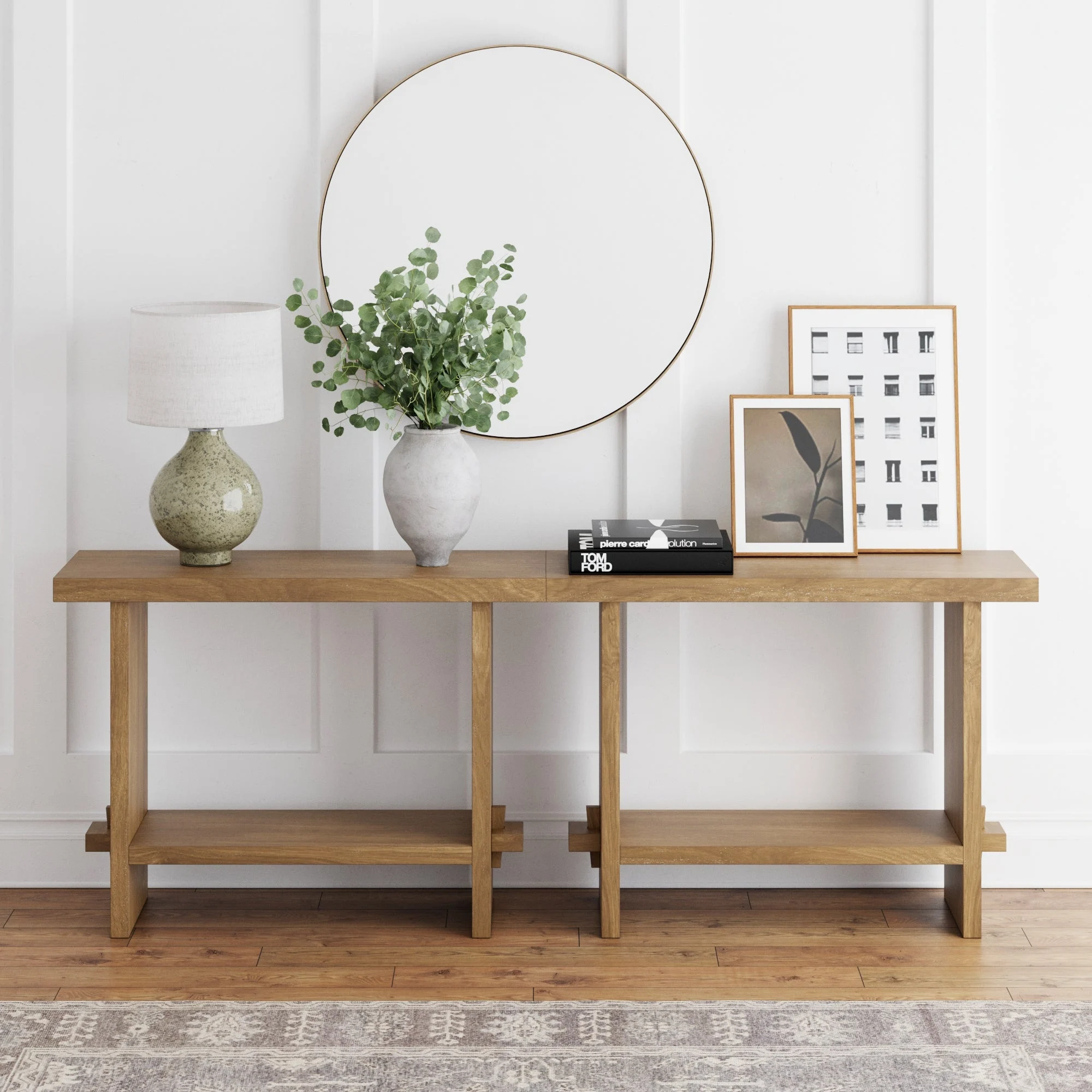 Wood Console Tables Light Brown (Set of 2)