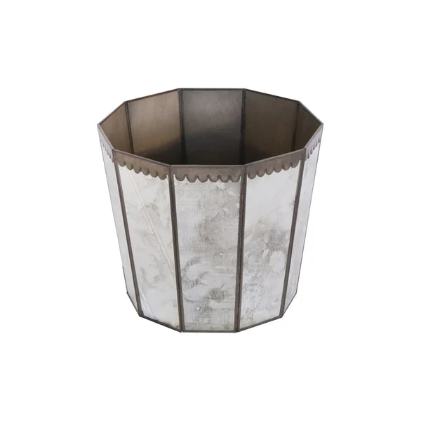 Worlds Away Antique Mirror HexagonalWastebasket