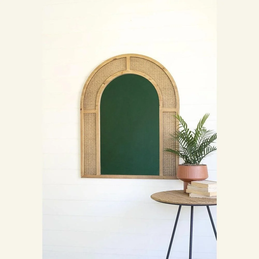 Woven Arched Rattan Framed Wall Mirror- Small