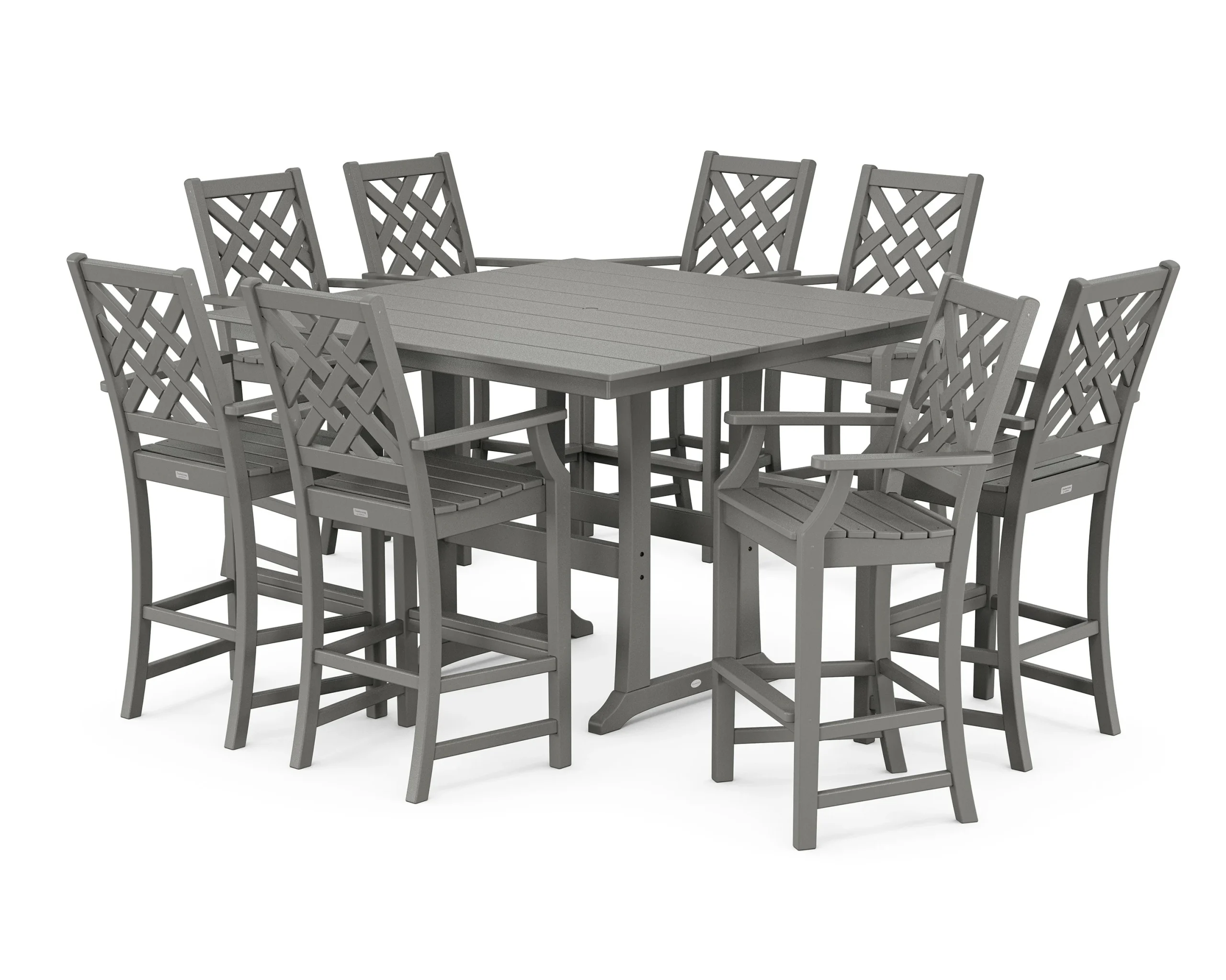 Wovendale 9-Piece Square Farmhouse Bar Set with Trestle Legs